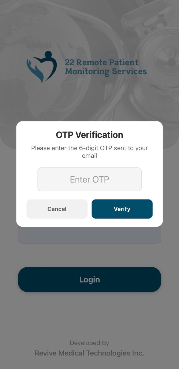 The verification screen, with six empty boxes for the code that was sent to you.